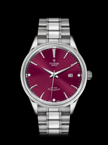 Tudor Style 41 Stainless Steel / Burgundy-Diamond / Bracelet