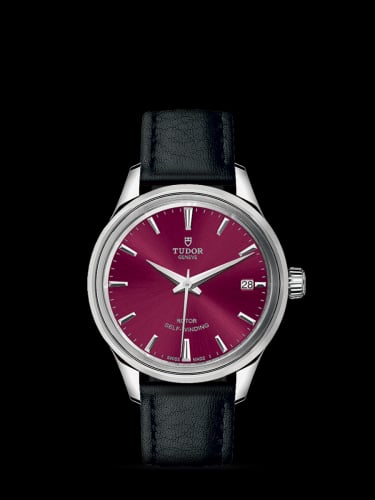 Tudor Style 34 Stainless Steel / Burgundy / Strap