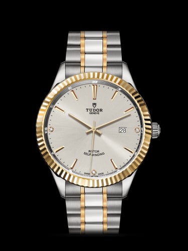 Tudor Style 41 Stainless Steel / Yellow Gold / Fluted / Silver-Diamond / Bracelet