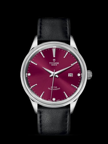 Tudor Style 41 Stainless Steel / Burgundy-Diamond / Strap
