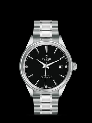 Tudor Style 38 Stainless Steel / Black-Diamond / Bracelet