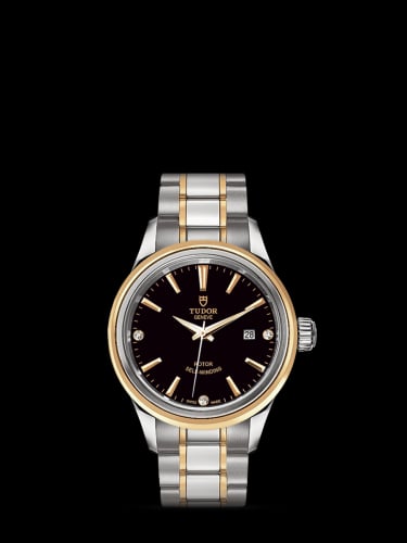Tudor Style 28 Stainless Steel / Yellow Gold / Black-Diamond / Bracelet