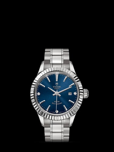 Tudor Style 28 Stainless Steel / Fluted / Blue-Diamond / Bracelet