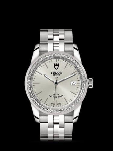 Tudor Glamour Date 36 Stainless Steel / Diamond / Silver / Bracelet