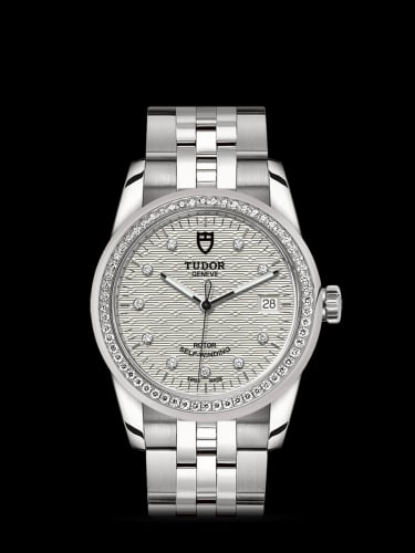 Tudor Glamour Date 36 Stainless Steel / Diamond / Jacquard Silver-Diamond / Bracelet