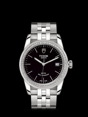 Tudor Glamour Date 36 Stainless Steel / Diamond / Black / Bracelet