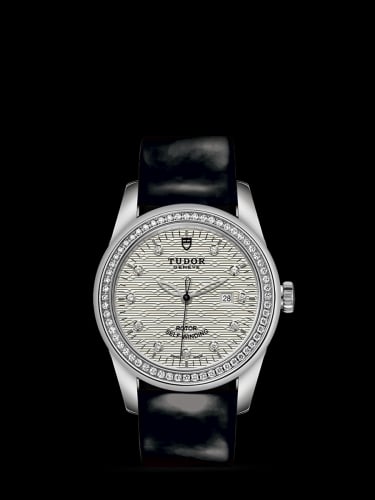 Tudor Glamour Date 31 Stainless Steel / Diamond / Jacquard Silver-Diamond / Strap