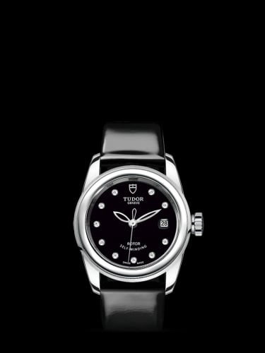 Tudor Glamour Date 26 Stainless Steel / Black-Diamond / Strap