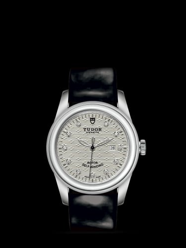 Tudor Glamour Date 31 Stainless Steel / Jacquard Silver-Diamond / Strap