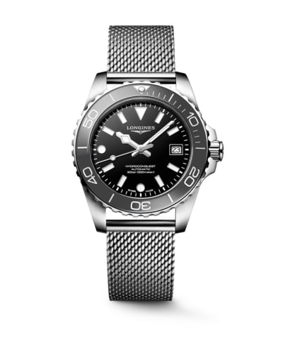 Longines Hydroconquest Automatic 39 Stainless Steel / Black / Mesh
