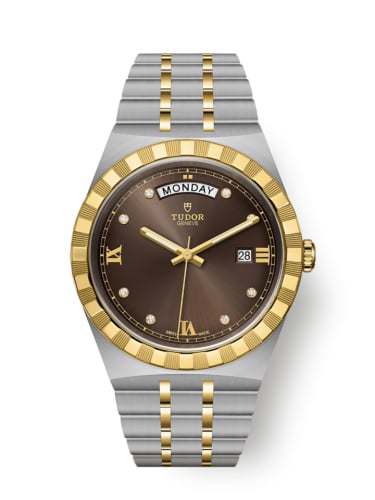 Tudor Royal Day-Date 41 Stainless Steel / Yellow Gold / Chocolate - Diamond