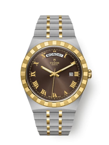 Tudor Royal Day-Date 41 Stainless Steel / Yellow Gold / Chocolate - Roman