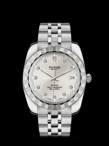 Tudor Classic 38 Stainless Steel / Fluted / Silver-Diamond / Bracelet