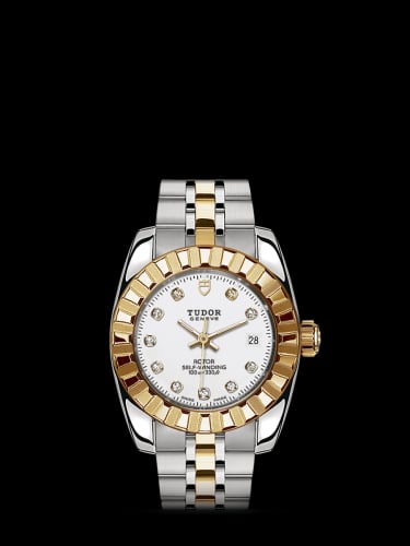 Tudor Classic 28 Stainless Steel / Yellow Gold / Fluted / White-Diamond / Bracelet