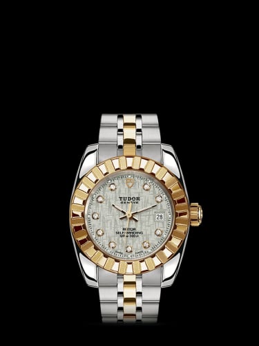 Tudor Classic 28 Stainless Steel / Yellow Gold / Fluted / Silver-Diamond / Bracelet