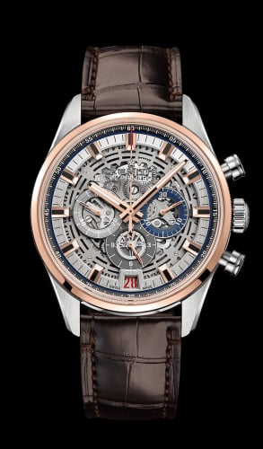 Zenith El Primero Chronomaster Full Open 42 Stainless Steel / Rose Gold / Strap / Alligator