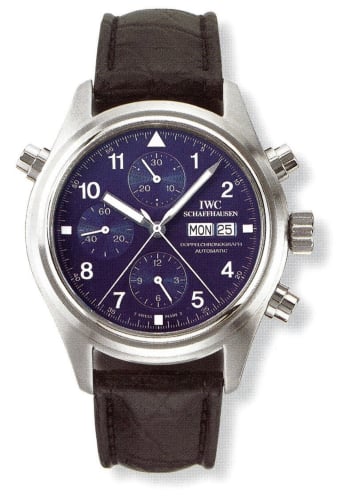 IWC Schaffhausen Pilot's Watch Doppelchronograph Platinum / Blue / German / Strap