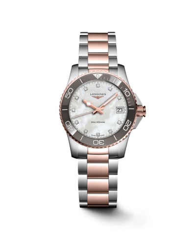 Longines HydroConquest 32 Quartz Stainless Steel - Pink Gold / MOP / Bracelet