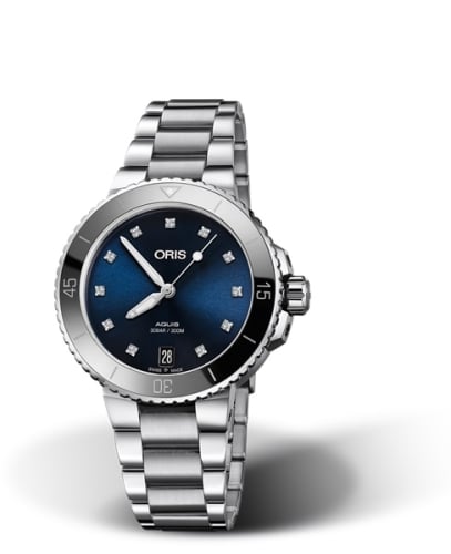 Oris Aquis Date 36.5 Stainless Steel / Blue - Diamond / Bracelet