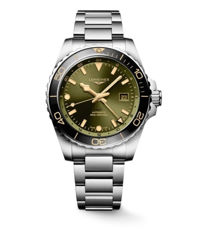 Longines Hydroconquest GMT 43 Stainless Steel / Green / Bracelet