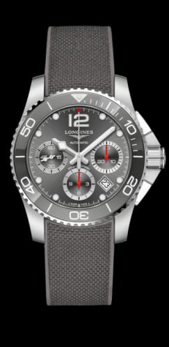 Longines HydroConquest 41 Automatic Chronograph Stainless Steel / Ceramic / Grey / Rubber