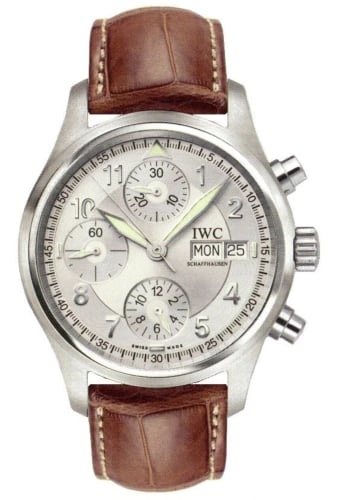 IWC Schaffhausen Pilot's Watch Spitfire Chronograph Stainless Steel / Silver / English / Strap