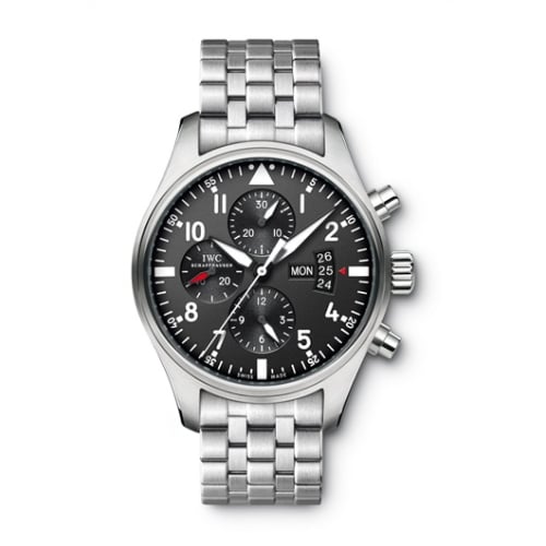 IWC Schaffhausen Pilot's Watch Chronograph Stainless Steel / Black / Bracelet