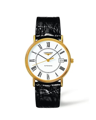 Longines Presence 38.5 Automatic PVD Gold / White - Roman / Strap