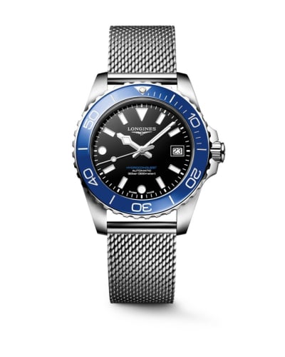 Longines Hydroconquest Automatic 39 Stainless Steel / Black / Mesh