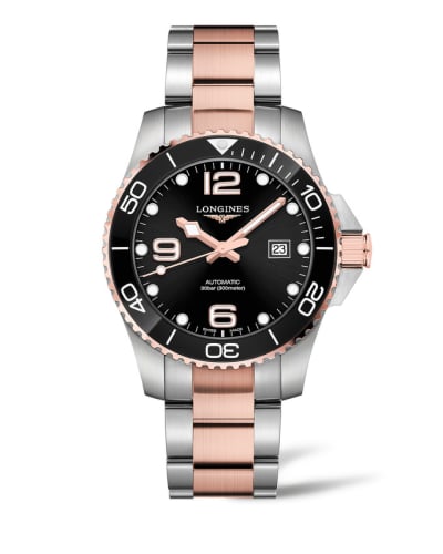 Longines HydroConquest 43 Automatic Stainless Steel - Pink Gold / Black / Bracelet