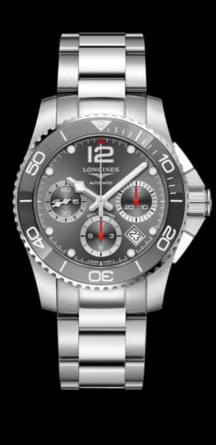 Longines HydroConquest 41 Automatic Chronograph Stainless Steel / Ceramic / Grey / Bracelet