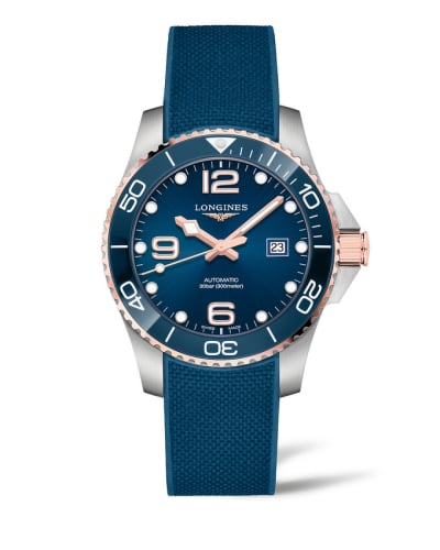 Longines HydroConquest 43 Automatic Stainless Steel - Pink Gold / Blue / Rubber