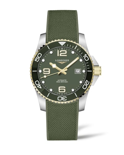 Longines HydroConquest 41 Automatic Stainless Steel / Yellow Gold / Green / Rubber