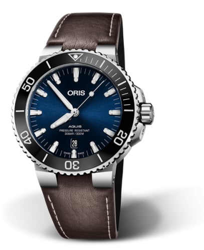 Oris Aquis Date 43.5 Stainless Steel / Blue / Calf