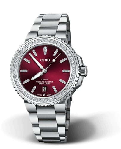 Oris Aquis Date Diamonds 41.5 Stainless Steel / Red / Bracelet