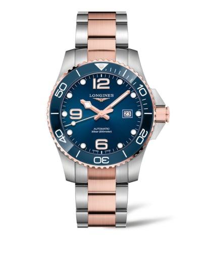 Longines HydroConquest 43 Automatic Stainless Steel - Pink Gold / Blue / Bracelet