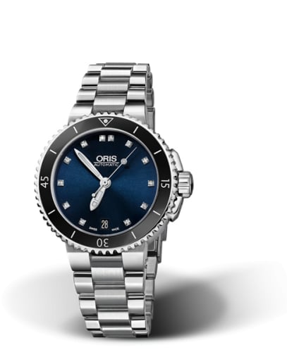 Oris Aquis Date 36 Stainless Steel / Blue - Diamond / Bracelet