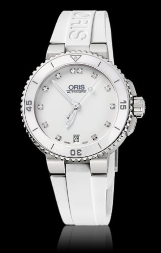 Oris Aquis Date 36 Stainless Steel / White - Diamond / Rubber