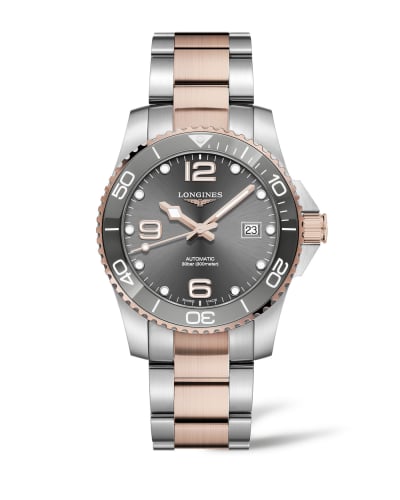 Longines HydroConquest 41 Automatic Stainless Steel / Rose Gold / Grey / Bracelet