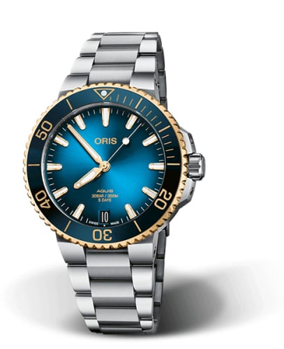 Oris Aquis Date Calibre 400 41.5 Stainless Steel - Yellow Gold / Blue / Bracelet