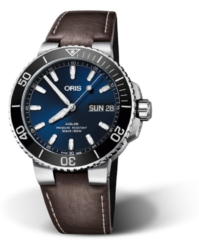 Oris Aquis Big Day Date 45.5 Stainless Steel / Blue / Calf