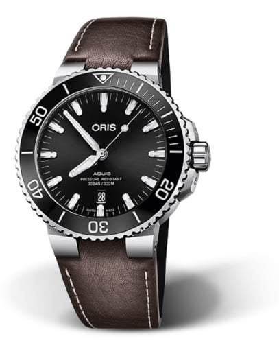 Oris Aquis Date 43.5 Stainless Steel / Black / Calf