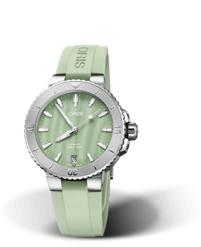 Oris Aquis Date 36.5 Stainless Steel / Seafoam Green / Rubber