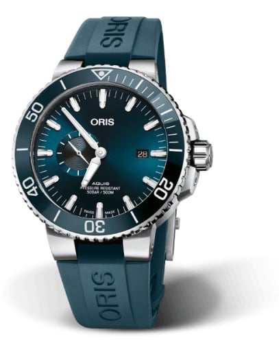 Oris Aquis Small Seconds Date 45.5 Stainless Steel / Blue / Rubber