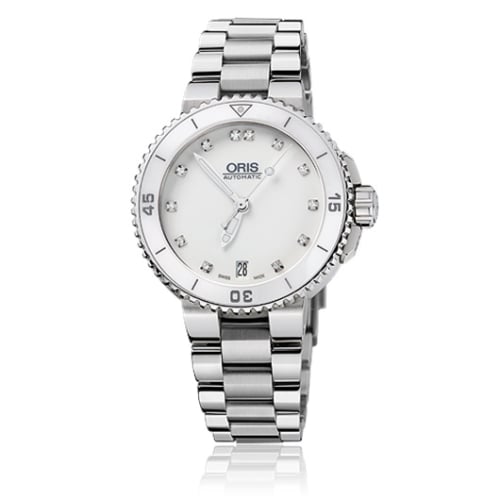 Oris Aquis Date 36 Stainless Steel / White - Diamond / Bracelet