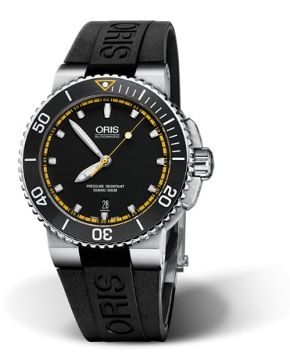 Oris Aquis Date 43 Stainless Steel / Black - Yellow / Rubber