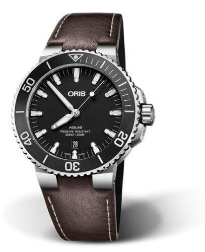 Oris Aquis Date 43.5 Stainless Steel / Matte Black / Calf