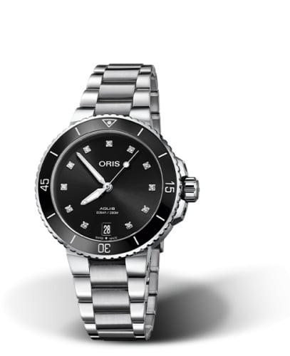 Oris Aquis Date 36.5 Stainless Steel / Black - Diamond / Bracelet