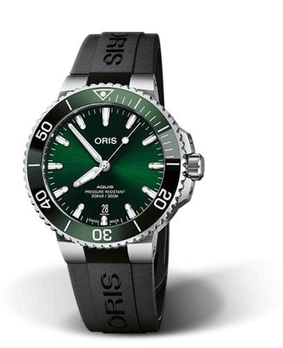 Oris Aquis Date 41.5 Stainless Steel / Green / Rubber
