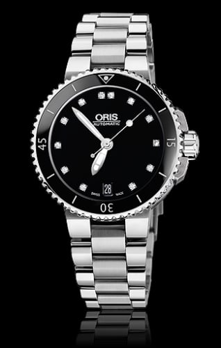Oris Aquis Date Diamonds 36 Stainless Steel / Black - Diamond / Bracelet